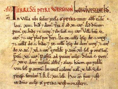 İngiltere kralı Richard (1027-1087) tarafından 1083-1086 yılları arasında bir çeşit toprak ve tarım sayımı yapılmıştır. Sayım sonuçları Doomsday bookadı verilen bir kütüğe geçirilmiştir.