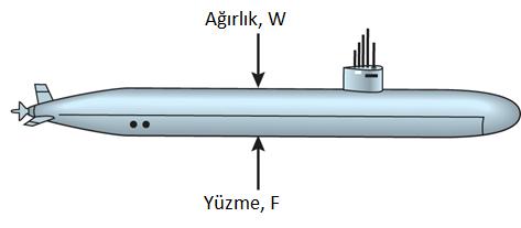Basınç ve Kaldırma Kuvveti Şekilde gösterildiği üzere denizaltı dalıp sabit bir derinlikte yüzerken, yukarı yönlü