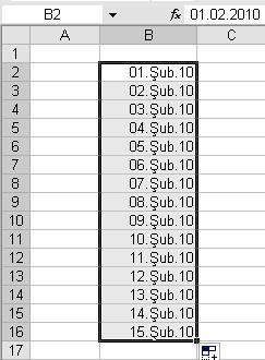 Excel bu seriyi bizim yerimize tamamlayacaktır.