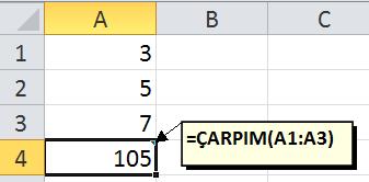 TOPLA FONKSĠYONU Hücrelerdeki değerlerin toplamını bulmak için kullanılır. KullanılıĢı Ģu Ģekildedir; =Topla(A1;A20) (Excel A1 ve A20 hücrelerindeki değeri toplayacaktır.