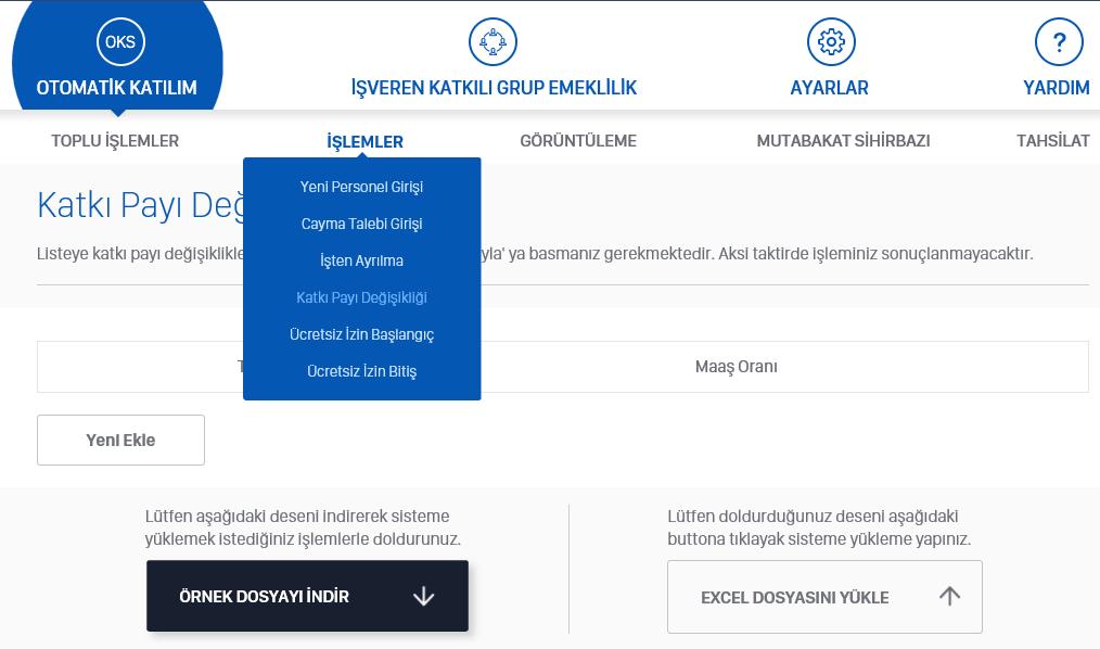 Açılan ekranda işten ayrılan katılımcıya ait TC Kimlik numarası işten ayrılma tarihi bilgileri eksiksiz doldurularak Kaydet e basılır.