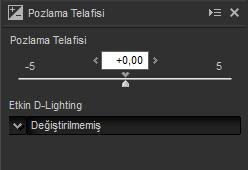 kullanın. Araç listesindeki açılır menü +1,0 ve 1,0 EV arasından değerler seçmek için kullanılabilir.