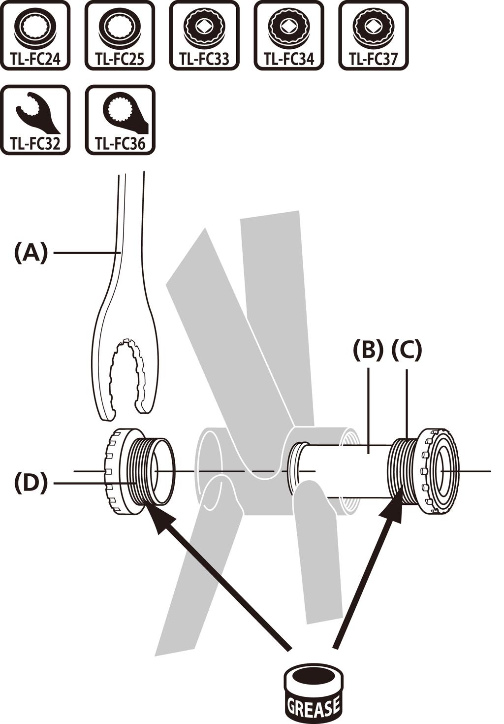 MONTAJ (AYNAKOL) MONTAJ (AYNAKOL) MTB/Trekking için HOLLOWTECH II/2 parça krank Kullanılan ara parçaları, orta göbek gövdesinin genişliğine göre değişir.