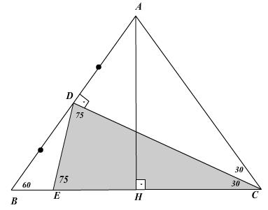 ABH dik üçgeninde BH = 6 olur. HD = denire BD = DC = AD = + 6 dır. B H C A H olduğudan 6 + 9 B C 0 = = = Cevap:C ABC eşkenar üçgeninde C ile D birleştirilire D orta nokta olduğundan D A B olur.