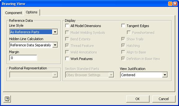 Şekil 2.9: Drawing View diyalog menüsü Options seçenekleri Şekil 2.