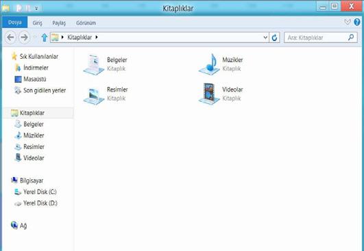 BILGISAYAR KULLANIMI ILE ILGILI TEMEL ORTAK BILGILER Belgeleri ve Dosyaları Görüntüleme Belgeleri ve dosyaları aramak için Masaüstündeki görev çubuğunda Windows Explorer (Windows Gezgini ) öğesine