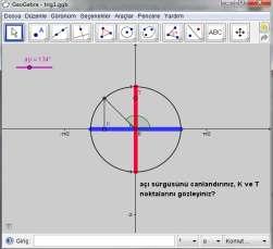 Öğrenciler laboratuara geldiklerinde üçerli ve dörderli gruplar oluģturulmuģ ve GeoGebra materyalinin uygulamaları için hazırlanan çalıģma sayfaları dağıtılmıģtır.