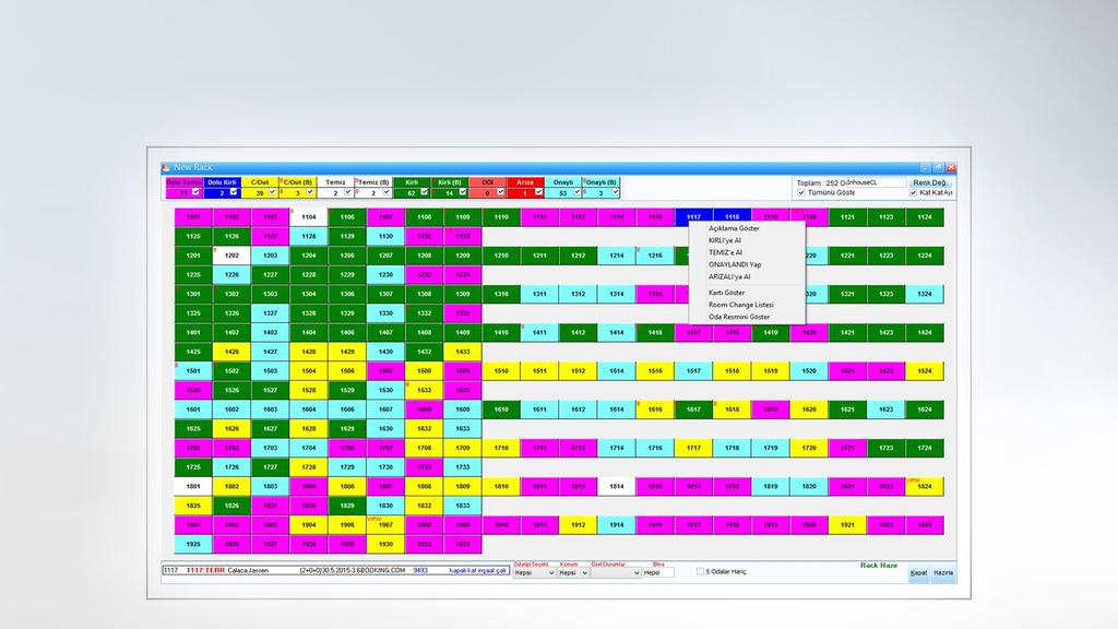 Ön Büro Modülü Rack Tablosu Yenilenmiş Rack tablosu özellikle Kat Hizmetleri