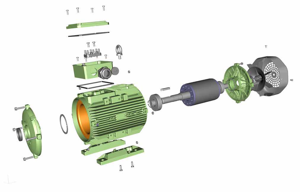 MOTOR PARÇA LİSTESİ 7 3 5 6 8 9 11 2 10 21 4 18 1 20 22 19 17 14 1 Sargılı Stator 2 Terminal kutusu 3 Terminal kutusu kapağı 16 4 Terminal kutusu contası 12 5 Terminal kutu kapağı contası 6 Terminal