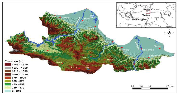 2. Materyal ve Yöntem Bu araştırma; Samsun ilinde, 41 21' 52" N enlem ve 36 11' 29" E boylamları arasında, denizden yaklaşık 195 m yükseklikte ve sahile uzaklığı 2.