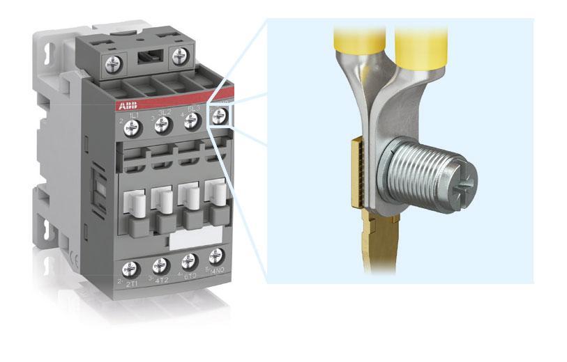 200 kw a kadar kontaktörler ve yardımcı kontaktörler Güvenli kablo bağlantısı Standart yüksükler için vidalı terminaller AF09(Z)B