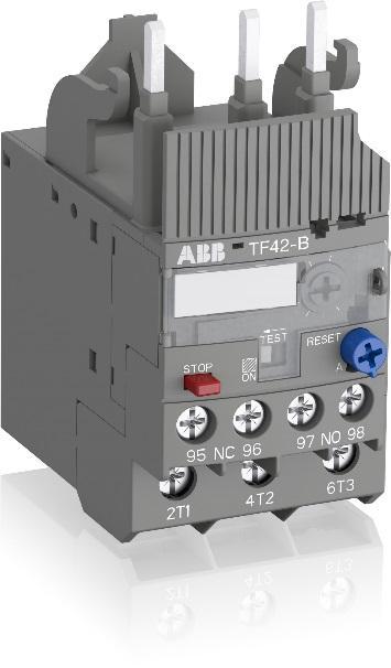 AF09..38(Z)B kontaktörler TF42-B Termik röleler Etiket Akım ayarı Mühürlenebilir kapak Reset butonu Test / durum göstergesi Stop butonu TF.. serileri Açma Sınıfı 10 Çalışma sıcaklığı -25.