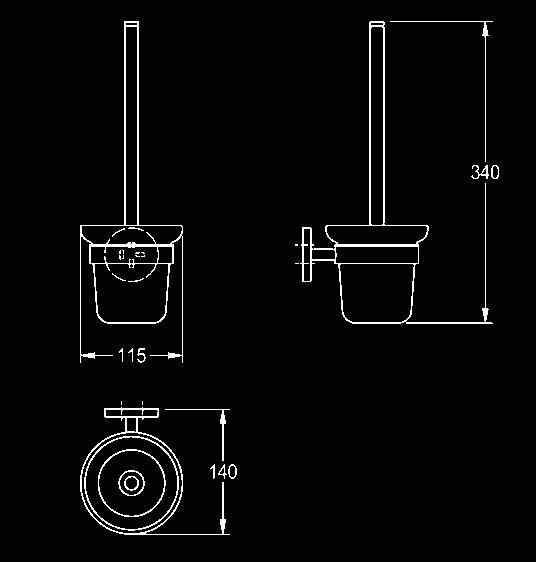 Duvara monte tuvalet fırçalık 304 kalite paslanmaz  92x118x340 mm Cubus CUBX005 CUBX005HP Mat Parlak 2000106352 2000106353 Duvara
