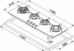 ventili, elektronik ateşleme Minimum 90 cm FHCR 1204 3G TC HE BK C 292 Göz