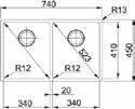 284 Birlikte verilen bağlantı Tezgah Altı, Tezgah Üstü yada Tezgaha Sıfır 725 x 450 mm Kutuların içinde şablon mevcutur 112.0049.409-133.0254.554 sifon 112.0048.