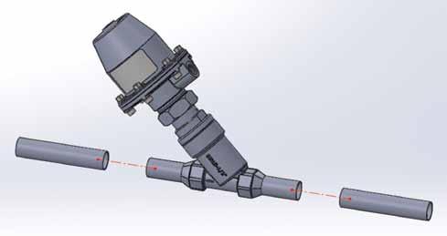 Weld the welded piston valve with the tubes as shown in the figure 13. Please keep the valve undamaged while welding.