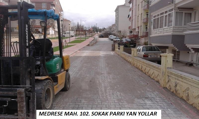 parkı yan yol, kumbetbaba caddelerinde sert zemin çalışmaları