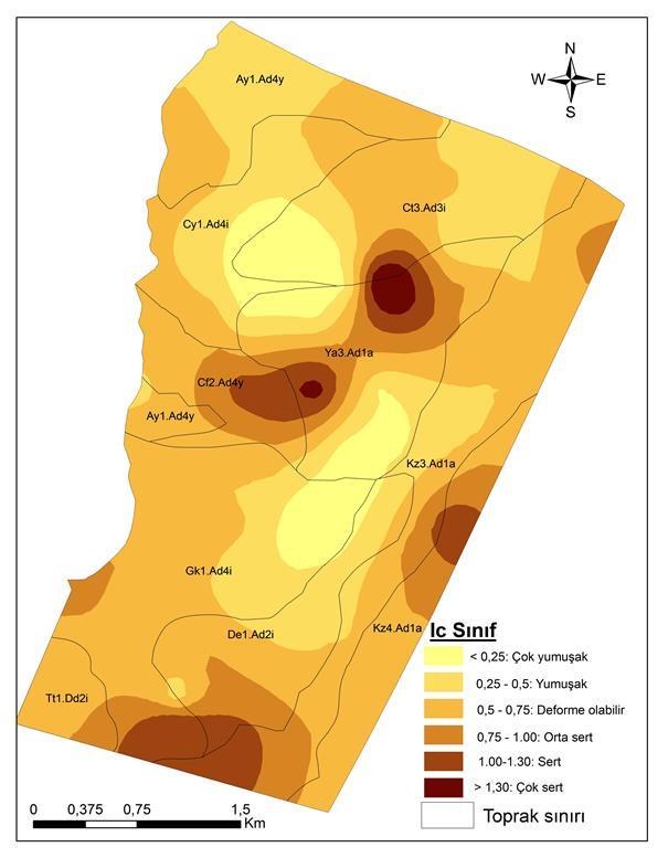 Dengiz ve ark./anadolu Tarım Bilim. Derg./Anadolu J Agr Sci 32 (2017) 96-104 smektit grubu kil minerali içermeleri nedeniyle toprakların yüksek plastiklik gösterdiğini belirlemişlerdir.