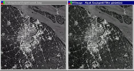 ġekil 8: RSImage programında, orijinal ve alçak geçirgenli filtre uygulanmıģ görüntü 5.