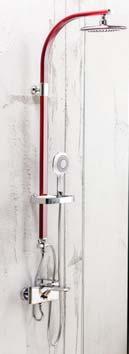 DUŞ SETLERİ SH771 - Kırmızı SH772 - Siyah SH773 - Beyaz Tepe Duş Sistemi - Sıvaüstü montaj - Paslanmaz duş dirseği gövdesi - Tek fonksiyonlu 200x200 Oval Tepe Duş başlığı - 3 fonksiyonlu el duşu -