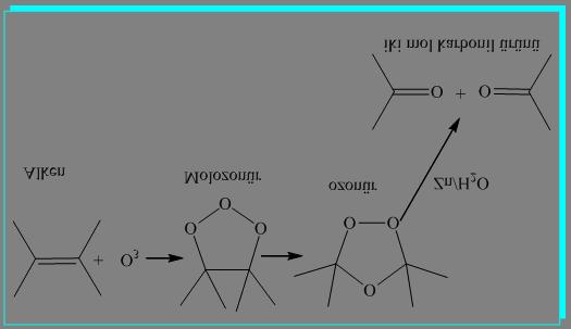Ozonlama denen bu toplam reaksiyonda asıl sonuç, alkenin çift