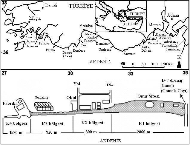 Ergene et al., Ege J Fish Aqua Sci 30(2): 51-59 (2013) Kumsal denizden uzaklığa göre 0.00-5.00 m ile 35.