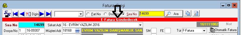 sisteminde her gün güncellenmektedir. Firma E-fatura mükellefi ise cari kartında ''E-fatura alanına sistem 1'' yazacaktır. NOT: Efatura alanına 1 yazılması TEMEL FATURA demektir.