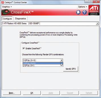 Windows Vista işletim sistemlerini desteklemektedir - İki/üç PCI Express x6 yuvası ve doğru sürücü bulunan bir CrossFireX destekli anakart - Aynı marka ve grafik motoruna sahip, uygun sürücüleri