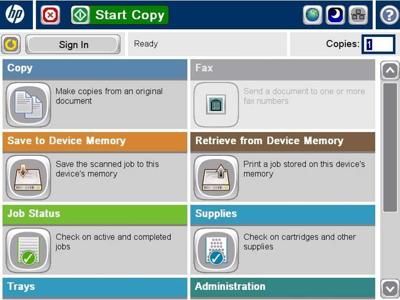 Geliştirilmiş üretkenlik: tablet benzeri özelleştirilebilirlik Sayfa başına 15 adede kadar simgeyle toplam 10 adede kadar