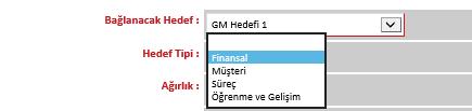 görüntülenmektedir. Gireceğiniz her bir hedefin yöneticinizin hedeflerinden uygun olan hedef ile ilişkilendirilmesi gerekmektedir.