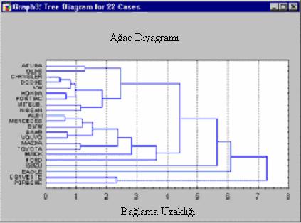 yansıtılır. Bağlama yöntemiyle yapılan başarılı bir analiz sonucu kümeler ortaya çıkarılabilir ve bu dallar yorumlanabilir. Şekil 2.7. Hiyerarşik ağaç 2.6.2.1.3.