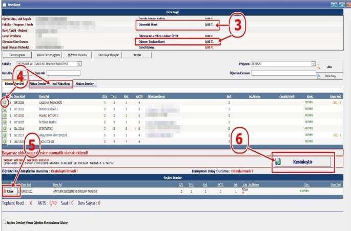 programları içinse (DB) harf notu olan dersleri Not Yükseltme sekmelerini tıklayarak seçebilirsiniz Eklemiş olduğunuz