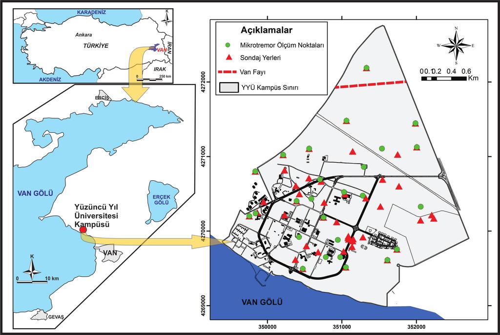 4 Mikrobölgeleme Çalışmasına Altlık Oluşturmak Üzere Van Yüzüncü Yıl Üniversitesi Kampüs Zemininin Dinamik Özelliklerinin Belirlenmesi Akın, Akın, Akkaya, Özvan, Üner, Selçuk, Tapan Şekil 1.