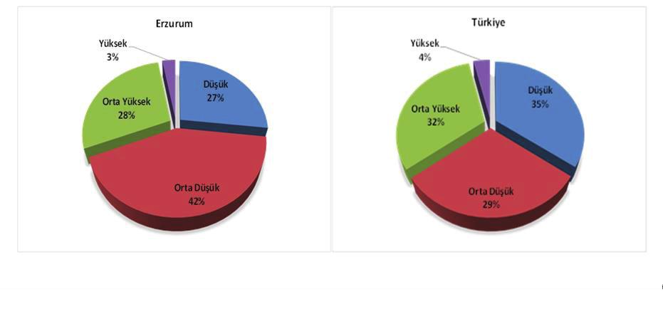 Grafik 29: 2015 Yılı Erzurum ve Türkiye İmalat Sanayi İhracatının Teknoloji Düzeyine Göre Dağılımı (%) Erzurum ile Türkiye imalat sanayi ithalatı karşılaştırıldığında,