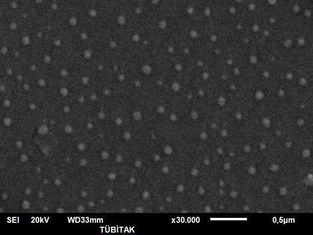 Şekil 5.42 : Nano-SiO 2 solü (NH 3 /TEOS=1:8) ile katkılandırılmış Al 2 O 3 solü ile hazırlanmış olan kompozit filmin SEM görüntüsü.