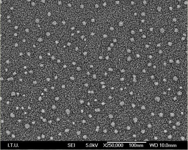 nanoparçacıkların boyutu aynı filmin AFM ölçümlerini doğrulamaktadır. Her iki resimde de parçacıkların küresel olduğu gözlenmektedir. Aynı zamanda Şekil 5.