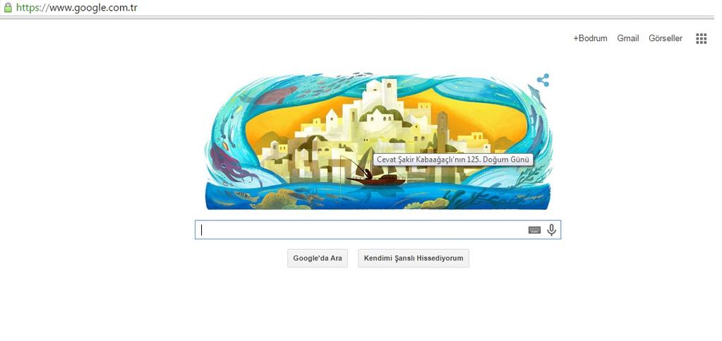 HALİKARNAS BALIKÇISI NI GOOGLE DE UNUTMADI Türk edebiyatının en önemli isimlerinden olan Cevat Şakir Kabaağaçlı yı 125 inci doğum gününde Google de
