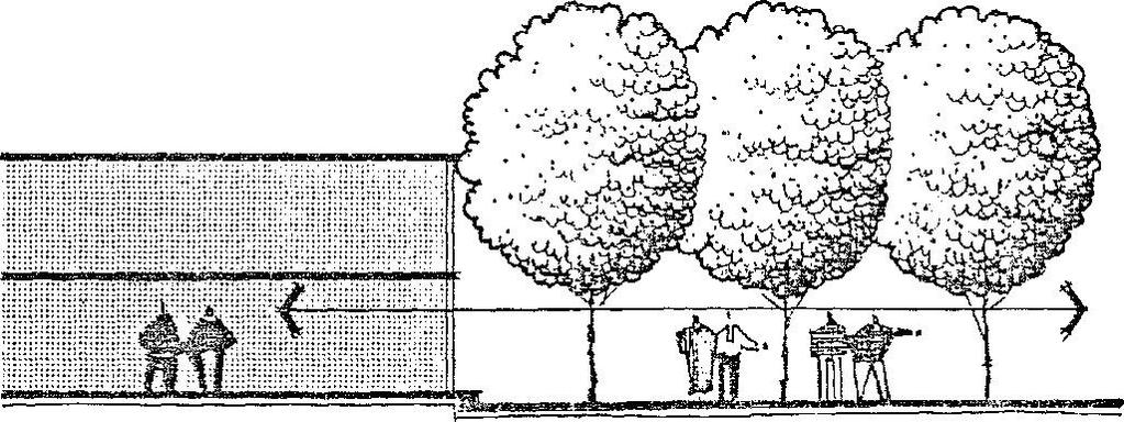 Ya da Şekil 2.69 da görüldüğü gibi, tavan yüksekliği binanın yanına yerleştirilen ağaç çatılarının yüksekliği ile yinelenerek bir iç mekan, doğrudan açık alana doğru genişletilebilir.