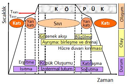 Köpüğün oluşum aşamasında çeşitli stratejiler (örneğin dahili veya harici gaz enjeksiyonu) seçilebilir.