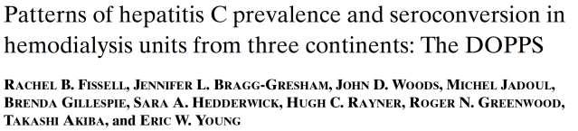 HCV prevalansı, % Böbrek hastalığında hepatit C prevalansı artar 70 60 50 40 30 Avrupa dan 308 merkez, 8615 hasta