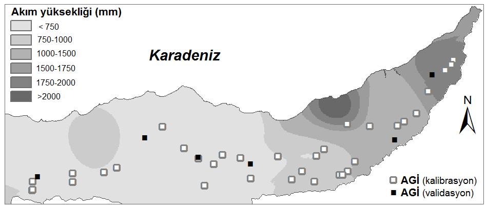 Ölçümleri Az Olan Kıyı Bölgelerinde Yağışın Yerel Dağılımının... (kpa), Δ = buhar basıncı eğrisinin eğimi (kpa / 0 C) ve γ: psikrometrik sabit (kpa / 0 C) değerlerini göstermektedir. 4.2.