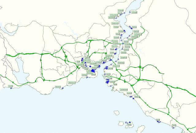 28 Terminali, İstinye Terminali, Kabataş Terminali, Kadıköy Terminali, Karaköy Terminali, Kartal Terminali, Kınalı Ada Terminali, Marmara Adası Terminali, Mudanya Terminali, Pendik Terminali, Sarıyer