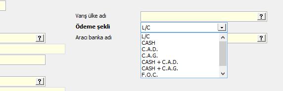 Ödeme şekli: Bu alanda yapılması gereken tanımlamakta olduğunuz ihracat kartı ile ihraç edeceğiniz mallar karşılığında yapılacak ödemenin hangi şekilde olacağını belirtmenizdir.