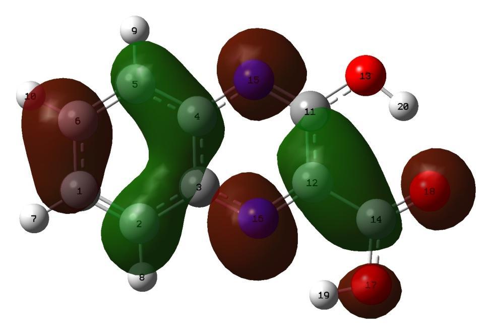 Hesaplamalarımıza göre, 3HQC-1 in HOMO orbitaline en önemli katkılar 13O ve benzen halkasındaki karbonların 3p z ve 4p z orbitallerinden, LUMO orbitaline ise 16N in 3p z ve 4p z