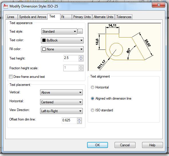 10 Şekil 19. New Dimension Style menüsü içinde Text sekmesi. Text alignment: Yazı hizalamalarının ayarlandığı kısımdır. Horizontal: Tüm ölçülendirme yazılarının yatay görünmesinin sağlandığı kısımdır.