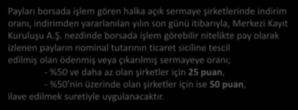 nezdinde borsada işlem görebilir nitelikte pay olarak izlenen payların nominal tutarının ticaret siciline tescil edilmiş olan ödenmiş veya