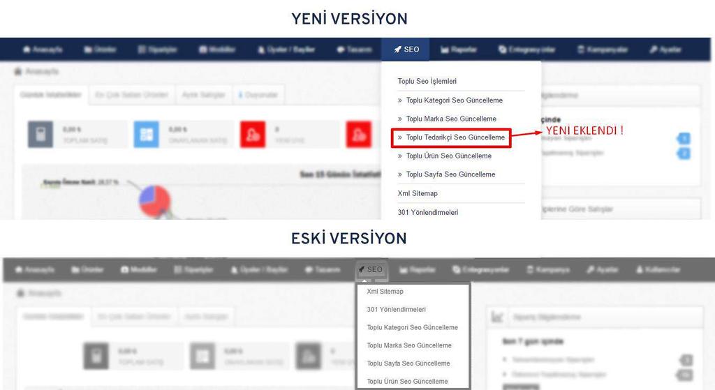 1.7. SEO başlığı altına tedarikçilerinizin seo bilgilerini