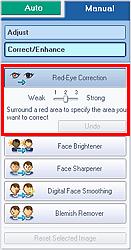 Kırmızı Göz Düzeltme İşlevini Kullanma Стр. 140 из 402 стр. 3. Otomatik (Auto) öğesinin seçildiğinden emin olun. 4. Kırmızı Göz Düzeltme (Red-Eye Correction) düğmesini tıklatın. 5.