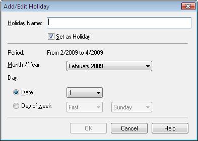ekleyebilirsiniz. Tatil Ayarları (Holiday Settings) iletişim kutusunu görüntülemek için, Takvim (Calendar) seçeneğinin Sayfa Yapısı (Page Setup) ekranında Tatilleri Ayarla... (Set Holidays.