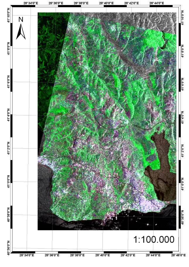 Şekil 6. ÇA 2000 Landsat 7 ETM (3 4 7) görüntüsü Şekil 8.